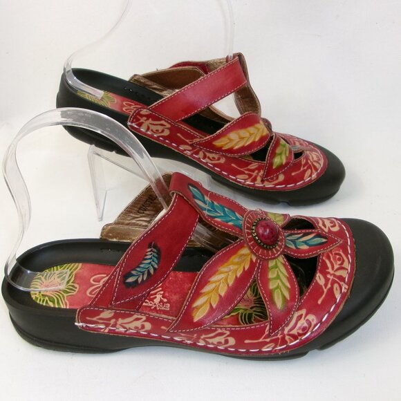 Elite By Corkys Coastal Colorful Boho Leather Clogs US 9.5 - Picture 1 of 7